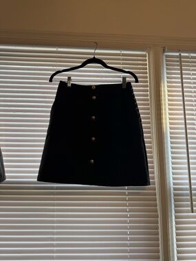 LOFT Black Mini Skirt with Gold Buttons